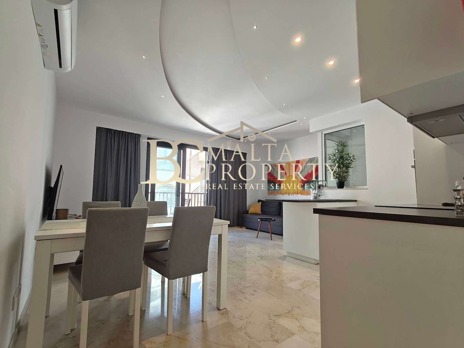 St Julians Spinola Highly Furnished Bright 1 Double Bedroom / 2 Bathroom Apartment with Views over Historic Spinola Tower Garden
